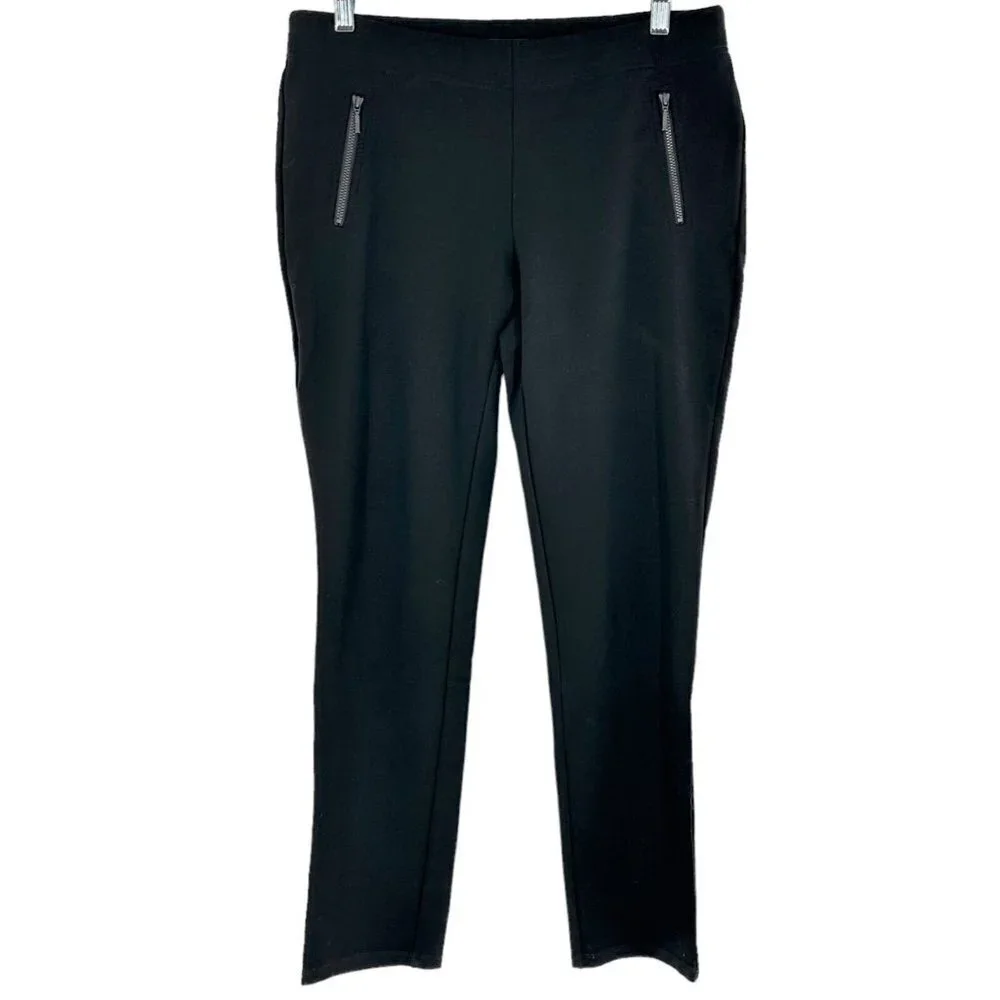 Eileen Fisher Black Rayon Ponte Knit Slim Pants Size Small